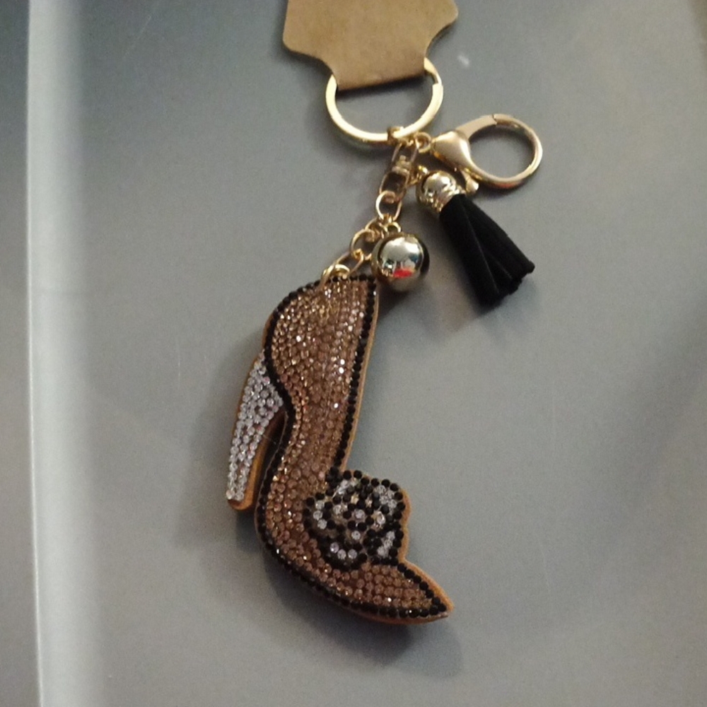 Elegant Rhinestone High Heel Keychain